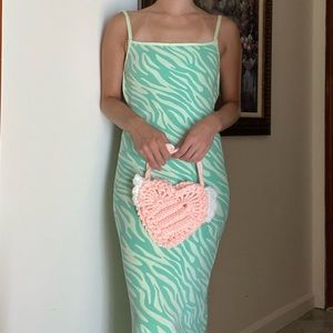 NWT green zebra knit Zara dress